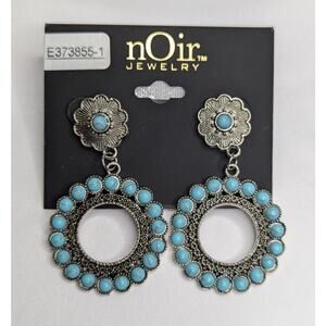 Round Turquoise Hoop Earrings